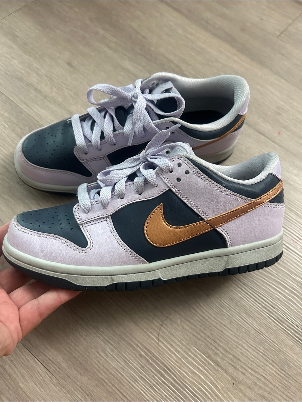 Nike Kids Low-Top dunk Sneakers in blue, Light purple & Metallic bronze